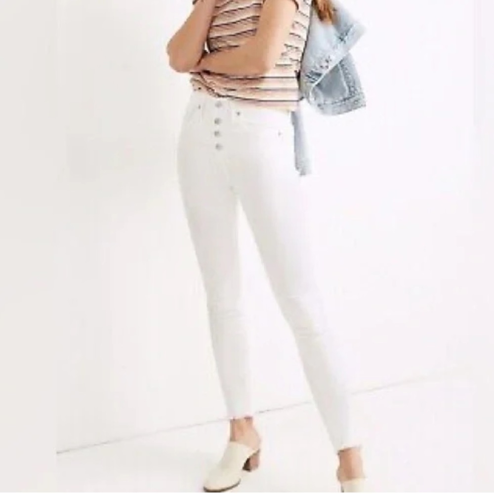 Madewell 10” High-Rise Skinny Crop White Denim Jeans